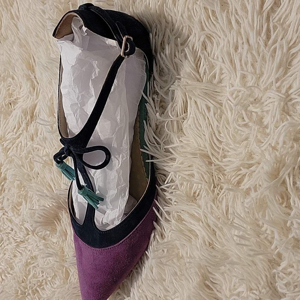 Boden Purple and Navy Leather Flats - Picture 8 of 9